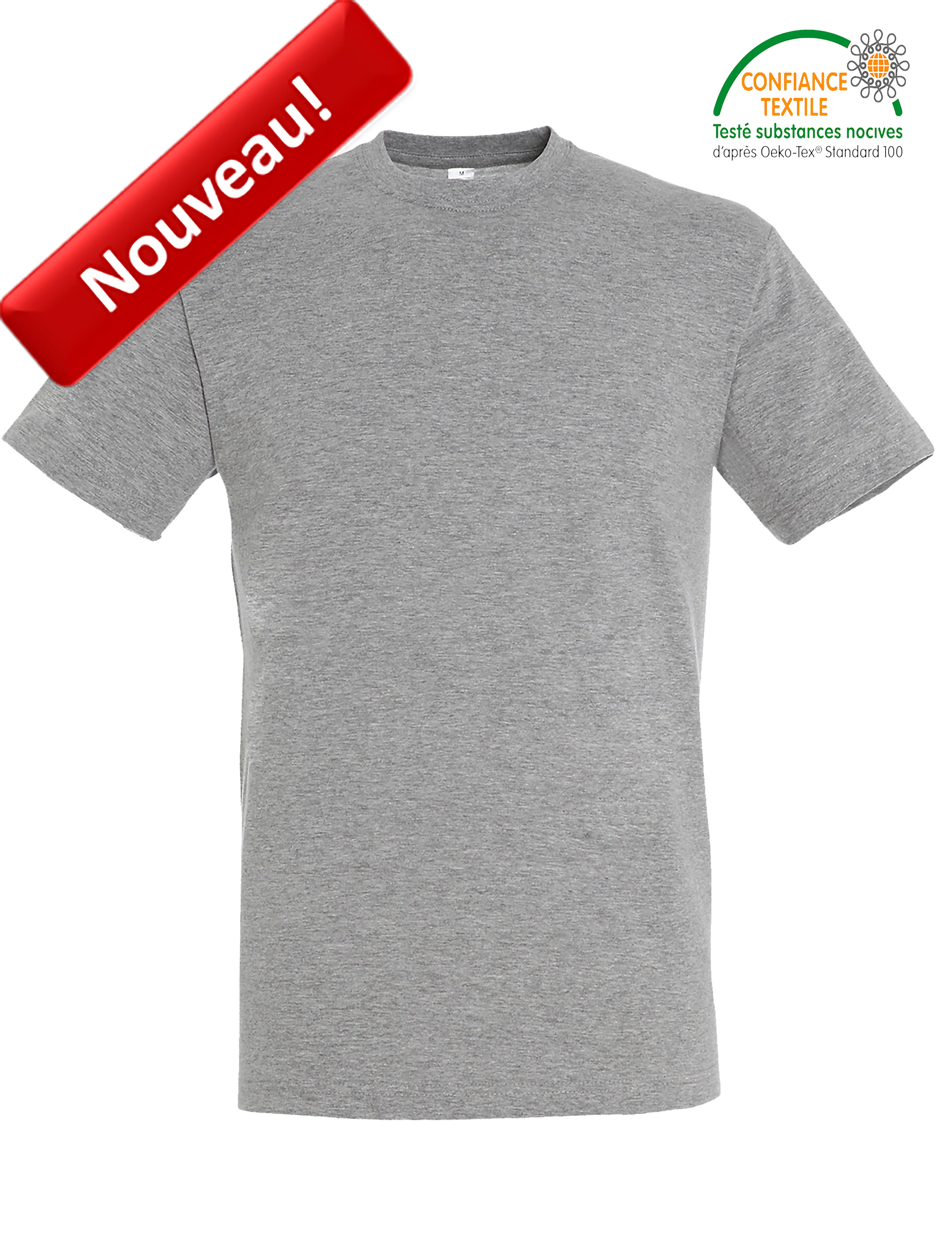 T-shirt SOLS REGENT-11380 Gris chiné nouveau
